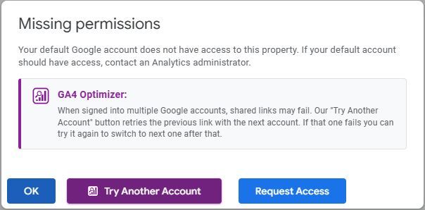 GA4 Optimizer Missing Permission Solution